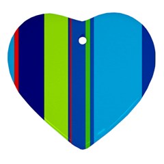 Blue And Green Lines Heart Ornament (2 Sides) by Valentinaart