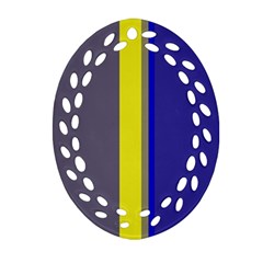 Blue And Yellow Lines Ornament (oval Filigree)  by Valentinaart