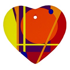 Orange Abstract Design Heart Ornament (2 Sides) by Valentinaart