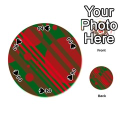 Red And Green Abstract Design Playing Cards 54 (round)  by Valentinaart