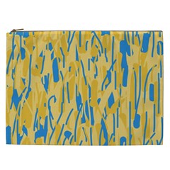 Yellow And Blue Pattern Cosmetic Bag (xxl)  by Valentinaart