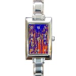 Orange, blue and yellow pattern Rectangle Italian Charm Watch Front