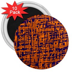 Blue And Orange Decorative Pattern 3  Magnets (10 Pack)  by Valentinaart