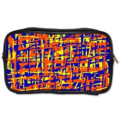 Orange, Blue And Yellow Pattern Toiletries Bags by Valentinaart
