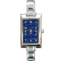 Deep Blue And Yellow Pattern Rectangle Italian Charm Watch by Valentinaart