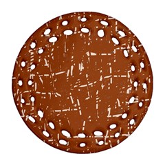 Brown Elelgant Pattern Round Filigree Ornament (2side) by Valentinaart