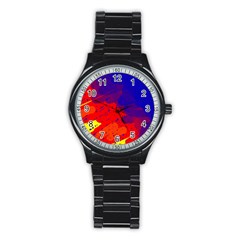 Colorful Pattern Stainless Steel Round Watch by Valentinaart