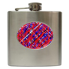 Red And Blue Pattern Hip Flask (6 Oz) by Valentinaart