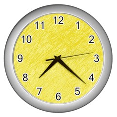 Yellow Pattern Wall Clocks (silver)  by Valentinaart