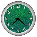 Deep green pattern Wall Clocks (Silver)  Front