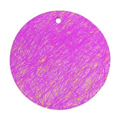 Pink Pattern Round Ornament (two Sides)  by Valentinaart