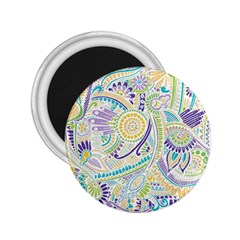 Purple, Green, Yellow Hippie Flowers Pattern, Zz0104, 2 25  Magnet by Zandiepants