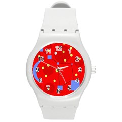 Red Sky Round Plastic Sport Watch (m) by Valentinaart