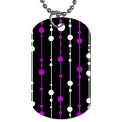 Purple, Black And White Pattern Dog Tag (two Sides) by Valentinaart