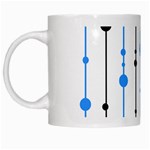 Blue, white and black pattern White Mugs