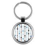 Blue, white and black pattern Key Chains (Round) 