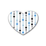 Blue, white and black pattern Rubber Coaster (Heart) 