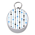 Blue, white and black pattern Mini Silver Compasses