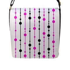 Magenta, Black And White Pattern Flap Messenger Bag (l)  by Valentinaart