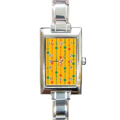 Yellow, Green And Red Pattern Rectangle Italian Charm Watch by Valentinaart