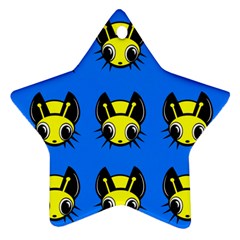 Yellow And Blue Firefies Ornament (star)  by Valentinaart