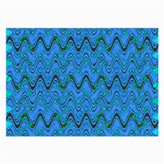 Blue Wavy Squiggles Large Glasses Cloth (2-side) by BrightVibesDesign