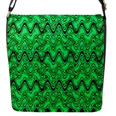 Green Wavy Squiggles Flap Messenger Bag (s)