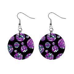 Purple Decorative Design Mini Button Earrings by Valentinaart