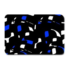 Blue, Black And White  Pattern Plate Mats by Valentinaart