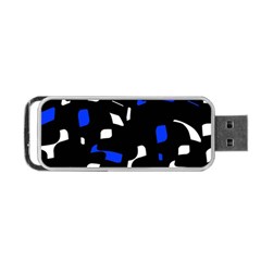Blue, Black And White  Pattern Portable Usb Flash (one Side) by Valentinaart