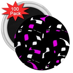 Magenta, Black And White Pattern 3  Magnets (100 Pack) by Valentinaart