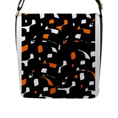 Orange, Black And White Pattern Flap Messenger Bag (l)  by Valentinaart