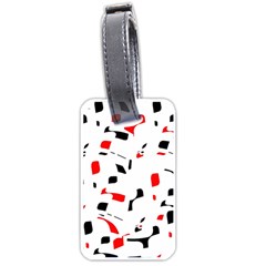 White, Red And Black Pattern Luggage Tags (one Side)  by Valentinaart