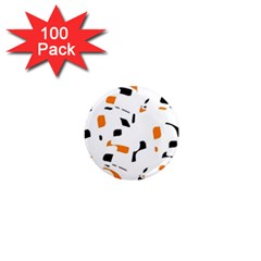 Orange, White And Black Pattern 1  Mini Magnets (100 Pack) 