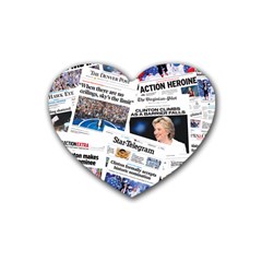 Hillary 2016 Historic Newspaper Collage Heart Coaster (4 Pack)  by blueamerica