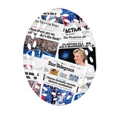 Hillary 2016 Historic Newspaper Collage Ornament (oval Filigree)  by blueamerica