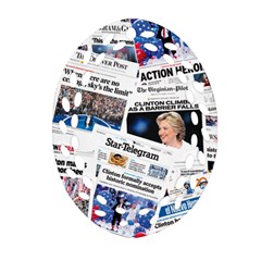 Hillary 2016 Historic Newspaper Collage Oval Filigree Ornament (2-side)  by blueamerica