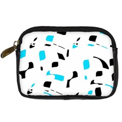 Blue, Black And White Pattern Digital Camera Cases by Valentinaart