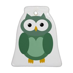 Green Cute Transparent Owl Bell Ornament (2 Sides) by Valentinaart