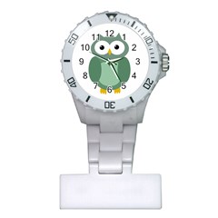 Green Cute Transparent Owl Plastic Nurses Watch by Valentinaart