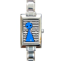 Blue Pawn Rectangle Italian Charm Watch by Valentinaart