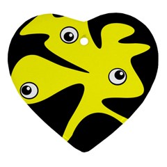 Yellow Amoeba Ornament (heart)  by Valentinaart