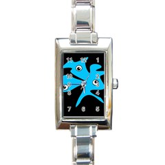 Blue Amoeba Rectangle Italian Charm Watch by Valentinaart