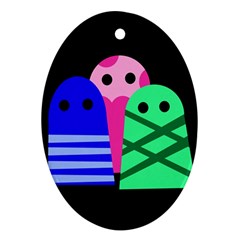 Three Monsters Ornament (oval)  by Valentinaart