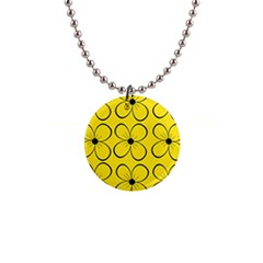 Yellow Floral Pattern Button Necklaces by Valentinaart