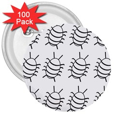White Bug Pattern 3  Buttons (100 Pack)  by Valentinaart