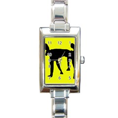 Black Dog Rectangle Italian Charm Watch by Valentinaart