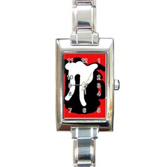 Red, Black And White Rectangle Italian Charm Watch by Valentinaart
