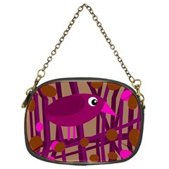 Cute Magenta Bird Chain Purses (two Sides)  by Valentinaart