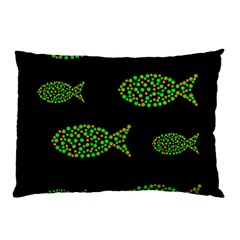 Green Fishes Pattern Pillow Case by Valentinaart